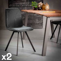 Chaise salle à manger noire piètement plat (lot de 2) JAVA