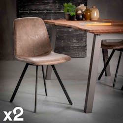 Chaise salle à manger marron foncé piètement plat (lot de 2) JAVA