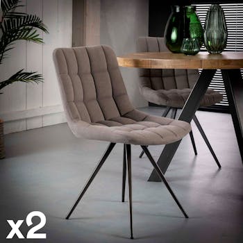 Chaise salle à manger tissu jeans anthracite (lot de 2)