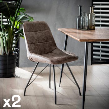 Chaise salle à manger marron foncé motif carré (lot de 2) MELBOURNE