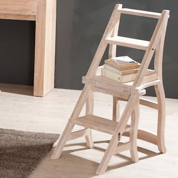 Chaise libraire teck blanchi DIANE