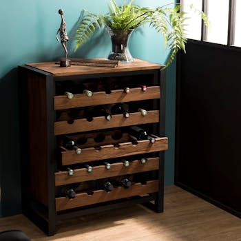 Meuble range-bouteilles teck recyclé SWING