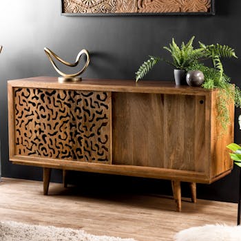 Buffet porte coulissante motif ajouré MAURAI