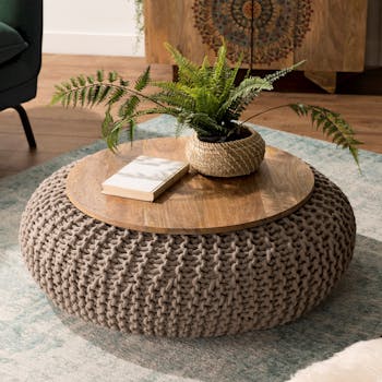 Table d'appoint coton tressé bois MAURAI