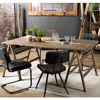 Table tréteaux bois recyclé 180x100 JODHPUR