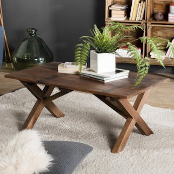 Table basse bois recyclé pieds croisés JODHPUR