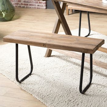 Banc en teck pieds métal JODHPUR