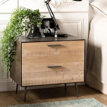 Table de chevet contemporaine bois de sapin CARPATES