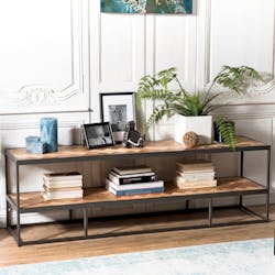 Banc tv teck motif damier 2 niveaux CARPATES