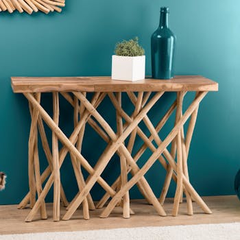 Meuble console bois flotté teck 120x39 cm JAIPUR