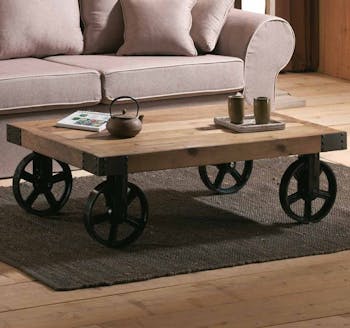 Table basse industrielle roulettes LANDAISE