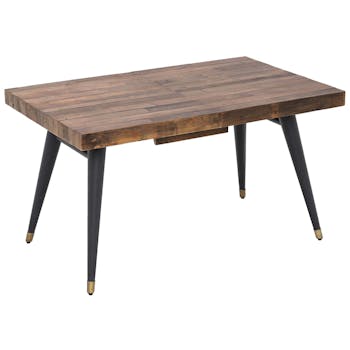 Table à manger extensible bois recyclé piètement laiton 180-240 cm ADÉLAÏDE