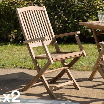 Lot de 2 fauteuils de jardin pliant Lombock en Teck  99 cm SUMMER