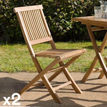 Lot de 2 chaises de jardin pliante Java en Teck 90 cm SUMMER