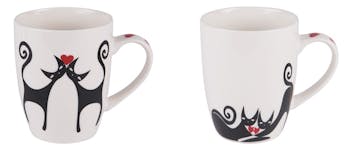 Boîte métal avec 2 mugs décor chats cœurs modèle 1