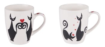 Boîte métal avec 2 mugs décor chats cœurs modèle 2