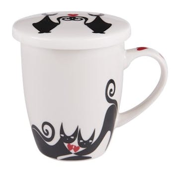 Boîte métal avec tisanière décor chats cœurs modèle 1