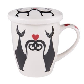 Boîte métal avec tisanière décor chats cœurs modèle 3