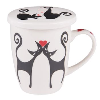 Boîte métal avec tisanière décor chats cœurs modèle 4