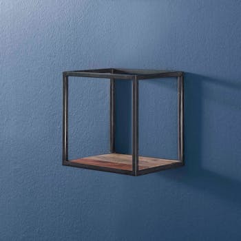Etagère cube bois d'acacia métal 30 cm MELBOURNE
