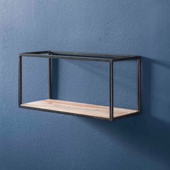 Etagère murale bois d'acacia métal 65 cm MELBOURNE