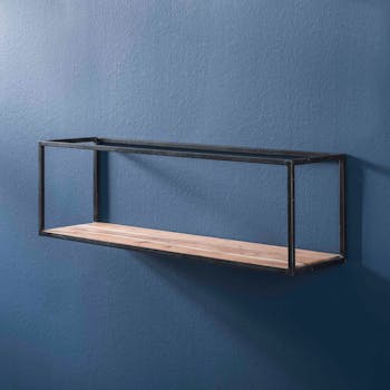 Etagère murale bois d'acacia métal 100 cm MELBOURNE