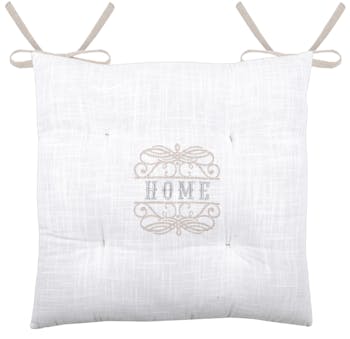 Galette de chaise romantique 4 points blanc taupe