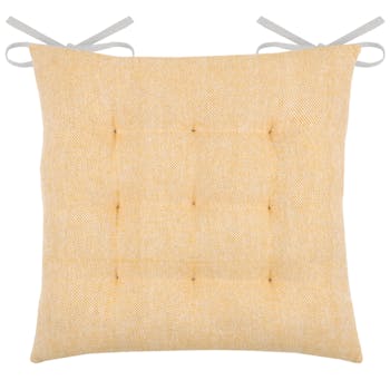 Galette de chaise 9 points bicolore moutarde
