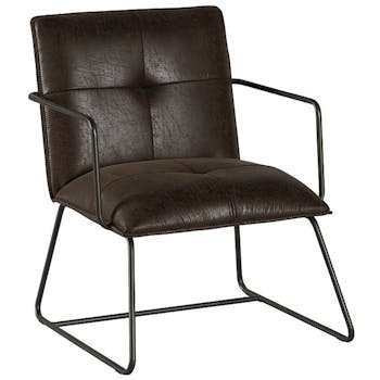 Chaise industrielle havane avec accoudoirs EPIKA