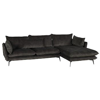 Canapé d'angle gris retour gauche MALMOE