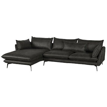 Canapé d'angle gris microfibres retour droit MALMOE