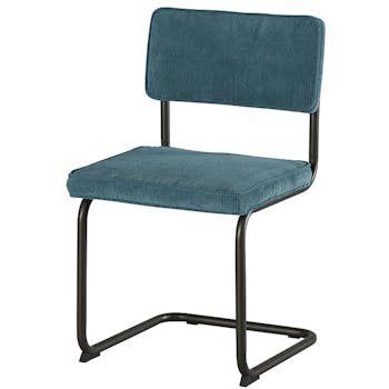 Chaise velours bleu piètement luge (lot de 2) MALMOE