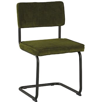 Chaise velours vert piètement luge (lot de 2) MALMOE