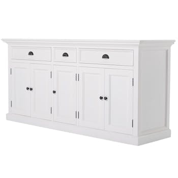 Buffet blanc bois 5 portes 3 tiroirs ROYAN