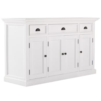 Buffet blanc bois 4 portes 3 tiroirs ROYAN