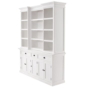 Vaisselier blanc bois 5 portes et compartiments ROYAN