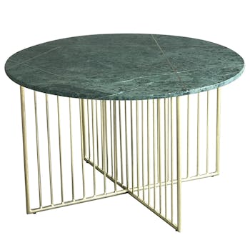 Table basse design marbre vert laiton TORANO