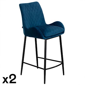 Chaise de bar velours bleu (lot de 2) QUEENSTOWN