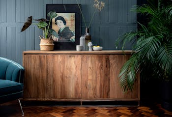 Buffet moderne 4 portes chêne acier RIVERSIDE