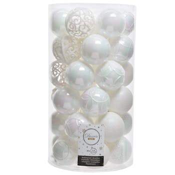 Boite de boules de Noël blanches assorties