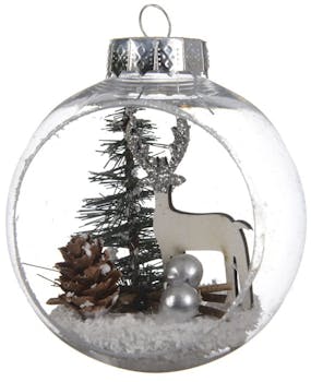 Boite de 3 boules de Noël ouvertes décor renne