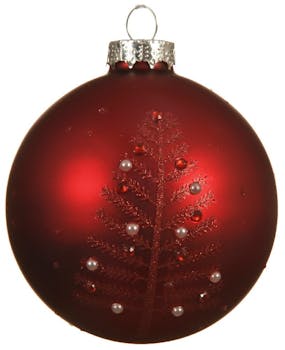 Boite de 3 boules rouges décor arbre de Noël