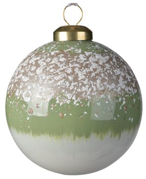 Boite de 3 boules de Noël enneigées vert