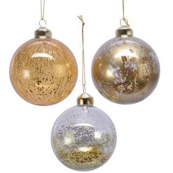 Boite de 3 boules de Noël effets dorés