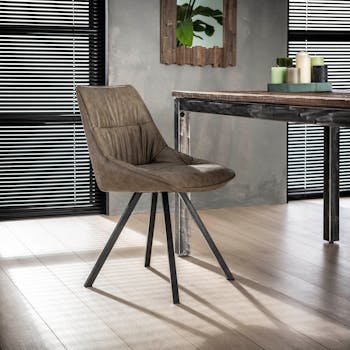 Chaise industrielle rembourrée pied étoile taupe TRIBECA