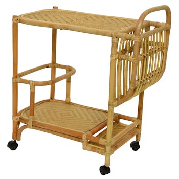 Desserte à roulettes en rotin