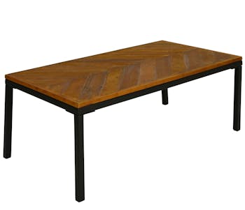 Table basse bois recyclé motif chevron 110 cm MALANG