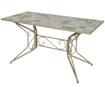 Table de jardin carreaux de ciment bleu et taupe 140 cm GRENADE