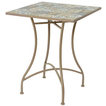 Petite table de jardin carreaux de ciment bleu et taupe 58 cm GRENADE