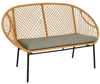 Canapé de jardin résine tressée finition naturelle KAMPALA